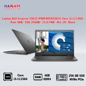 Laptop Dell Inspiron 3501C-P90F005N3501C Core i3-1115G4/ Ram 4GB/ SSD 256GB/ 15.6" FHD/ Win 10/ Black